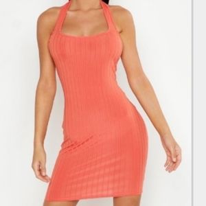 Coral halter dress